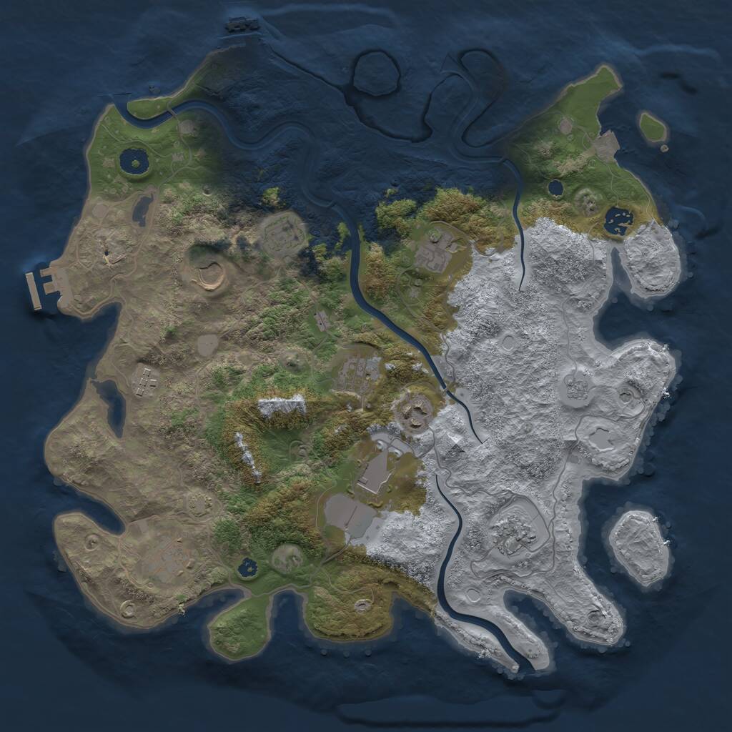 Rust Map: Procedural Map, Size: 3900, Seed: 854679357, 16 Monuments