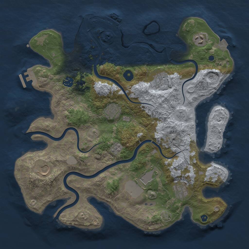Rust Map: Procedural Map, Size: 3600, Seed: 625, 14 Monuments