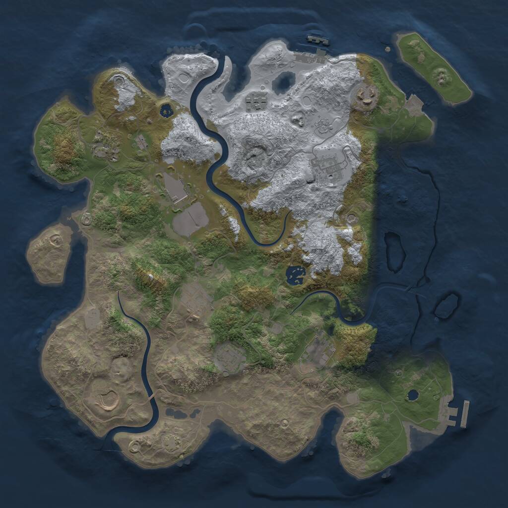Rust Map: Procedural Map, Size: 3750, Seed: 632966402, 16 Monuments