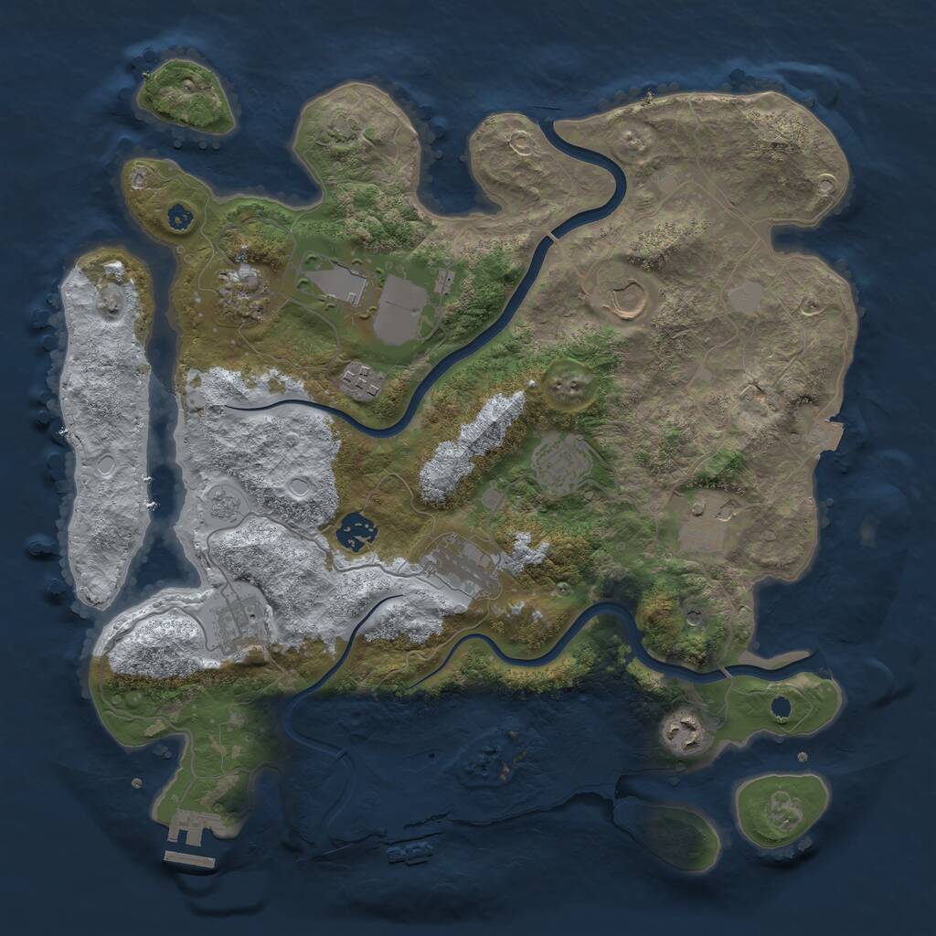 Rust Map: Procedural Map, Size: 3750, Seed: 1288742720, 16 Monuments