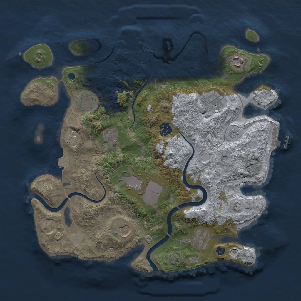 Rust Map: Procedural Map, Size: 3525, Seed: 5570, 15 Monuments