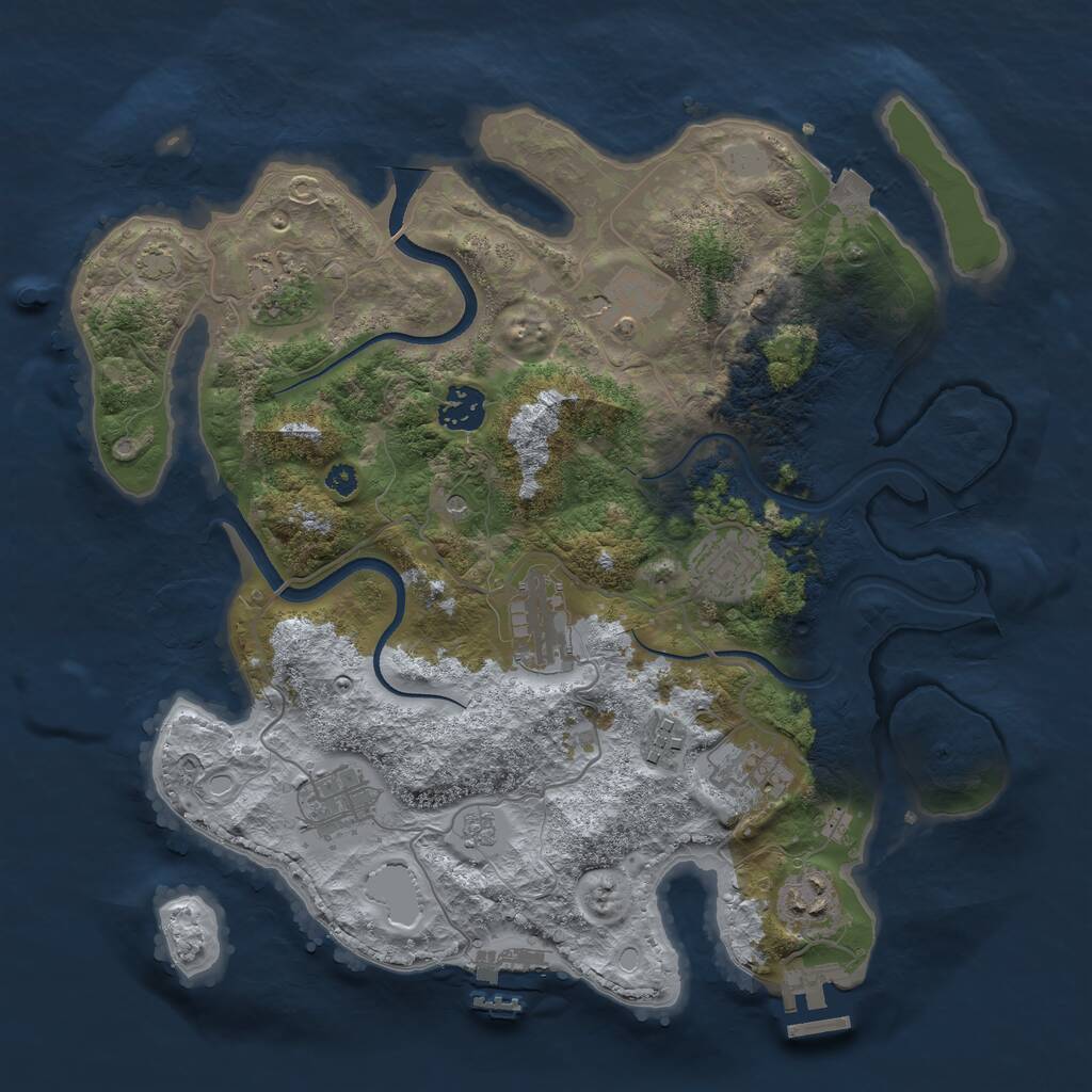 Rust Map: Procedural Map, Size: 3490, Seed: 6738, 15 Monuments