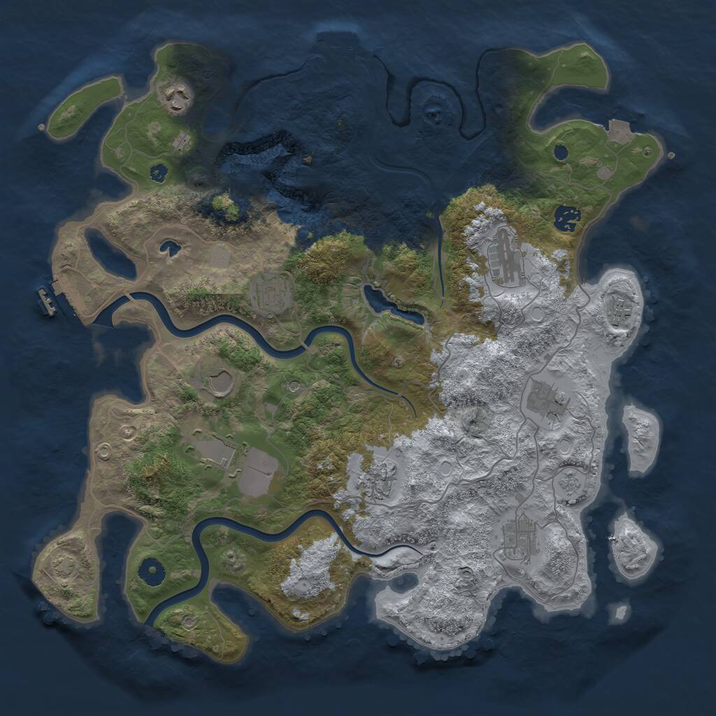 Rust Map: Procedural Map, Size: 4000, Seed: 81435, 16 Monuments