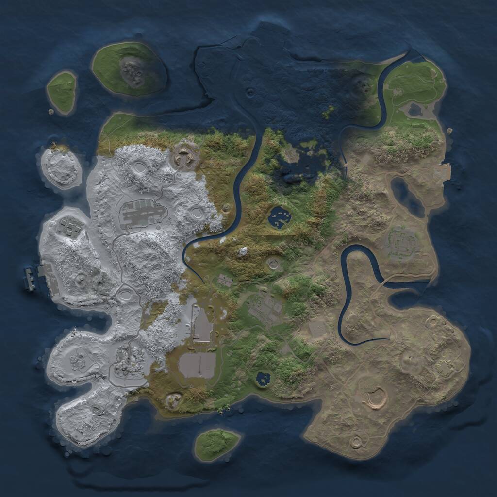Rust Map: Procedural Map, Size: 3500, Seed: 149244, 16 Monuments