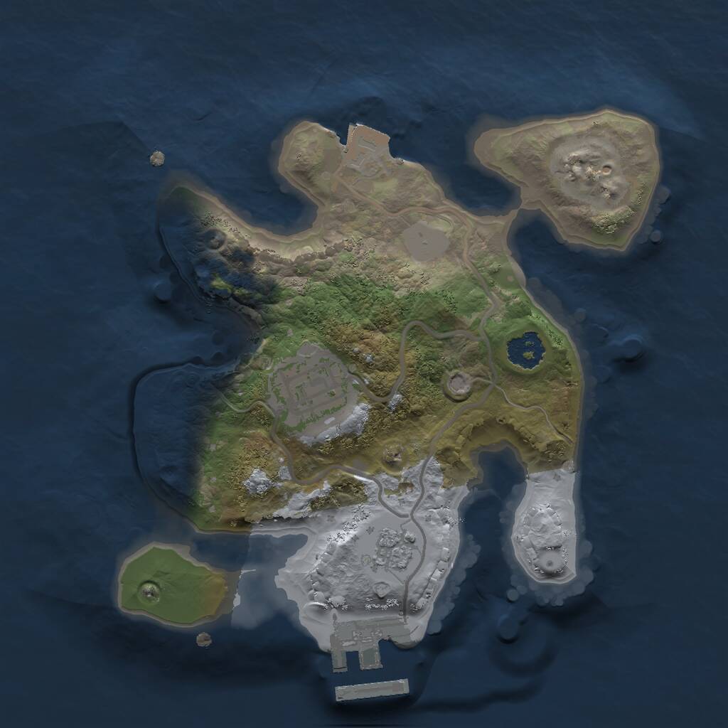 Rust Map: Procedural Map, Size: 2000, Seed: 15877, 4 Monuments