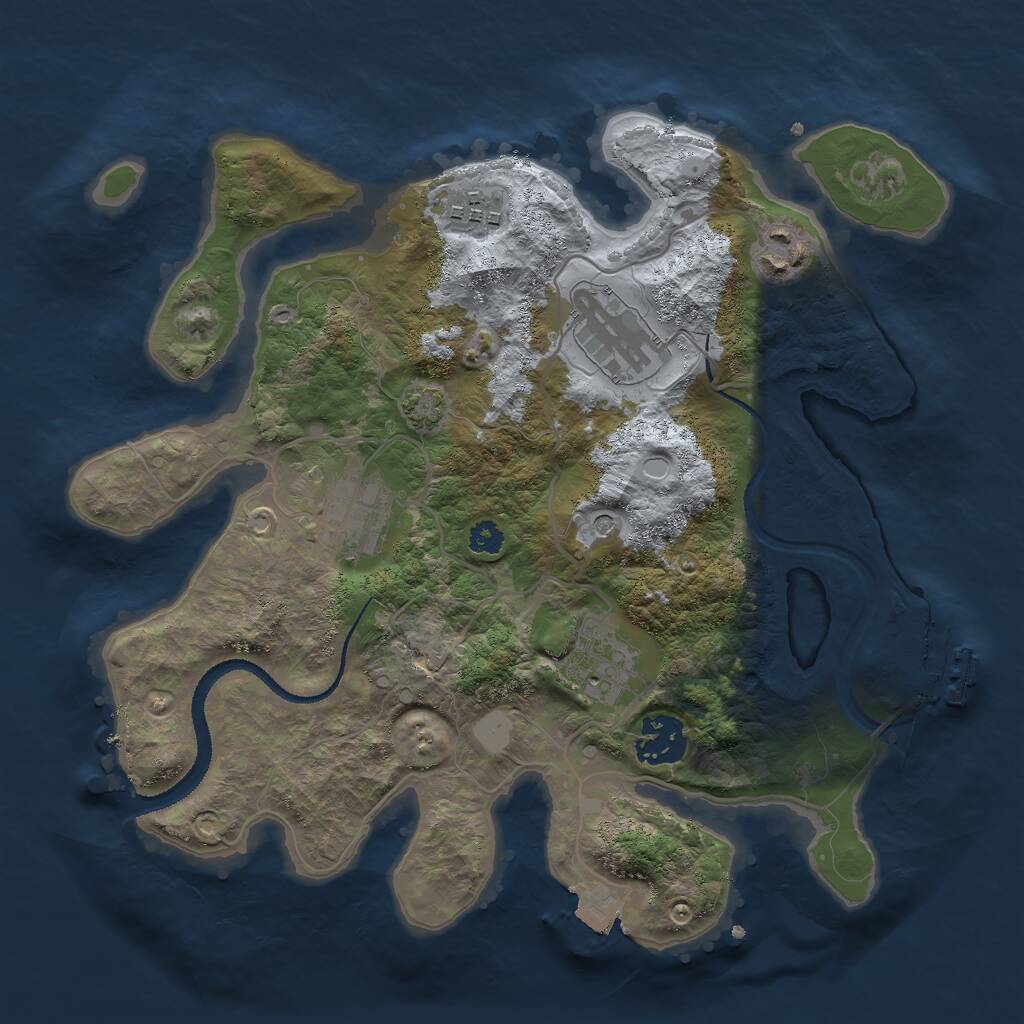 Rust Map: Procedural Map, Size: 3000, Seed: 5571, 10 Monuments