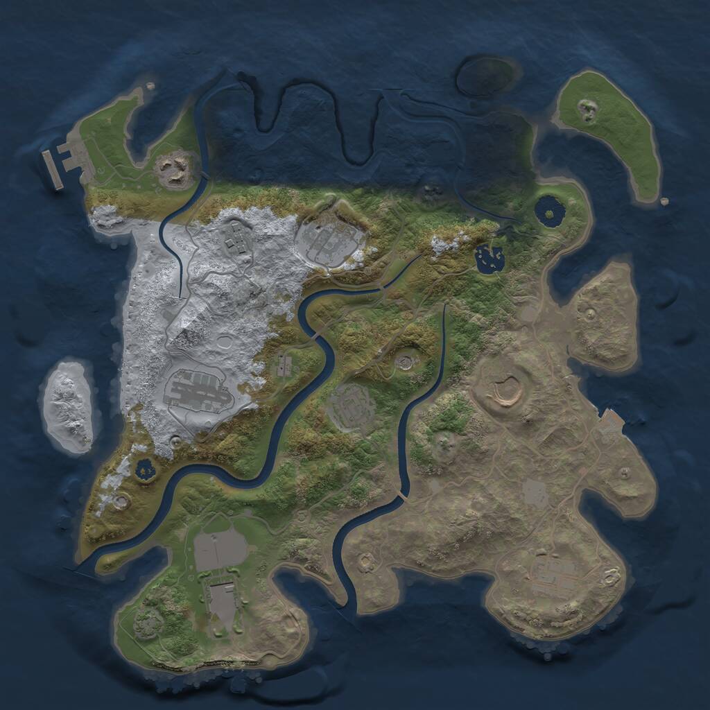 Rust Map: Procedural Map, Size: 3500, Seed: 632360, 13 Monuments
