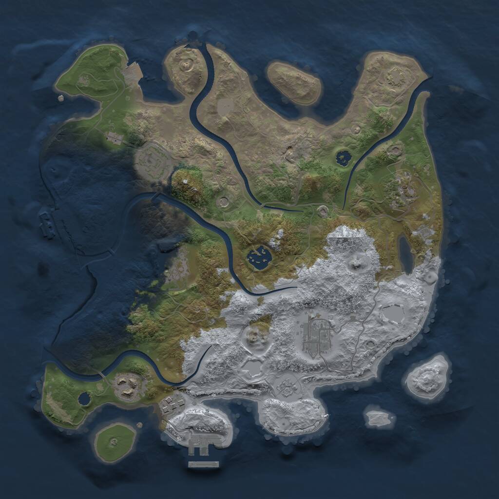 Rust Map: Procedural Map, Size: 3300, Seed: 481981, 13 Monuments