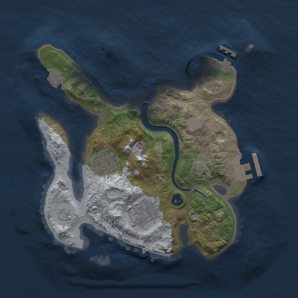Rust Map: Procedural Map, Size: 2500, Seed: 251114460, 8 Monuments