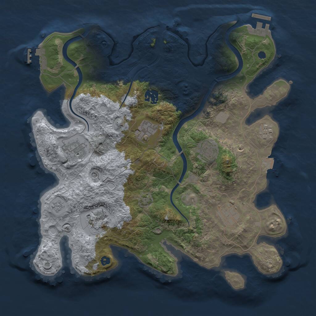 Rust Map: Procedural Map, Size: 3300, Seed: 19365460, 13 Monuments