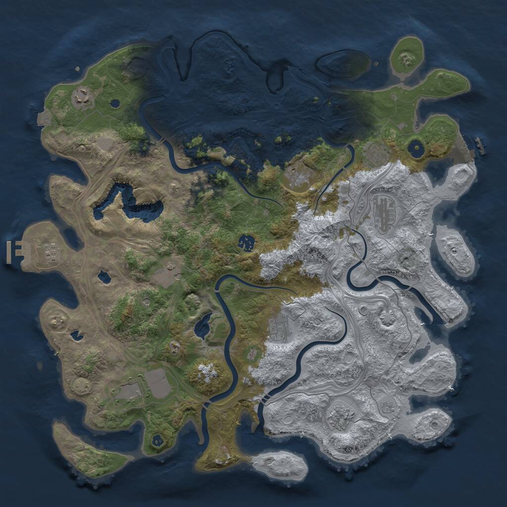 Rust Map: Procedural Map, Size: 4500, Seed: 579584240, 16 Monuments