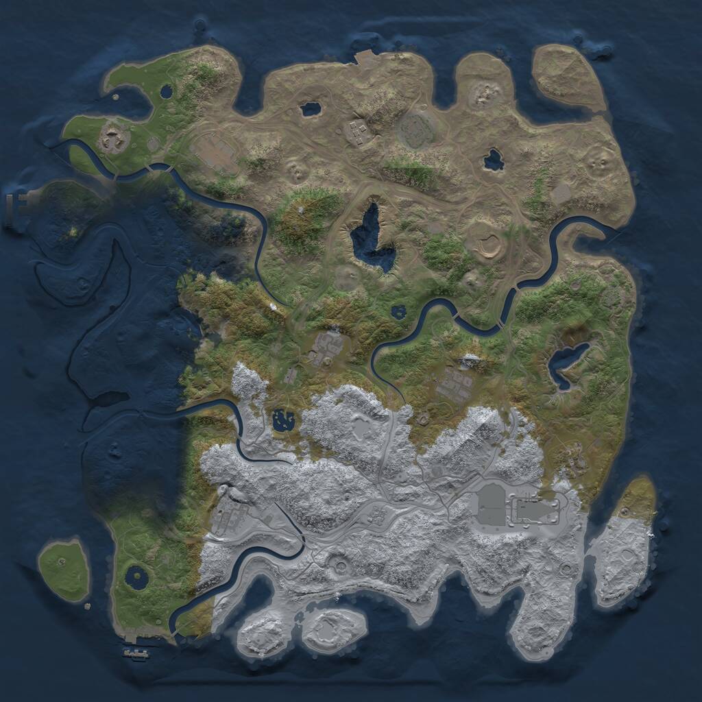 Rust Map: Procedural Map, Size: 4500, Seed: 1673770709, 17 Monuments