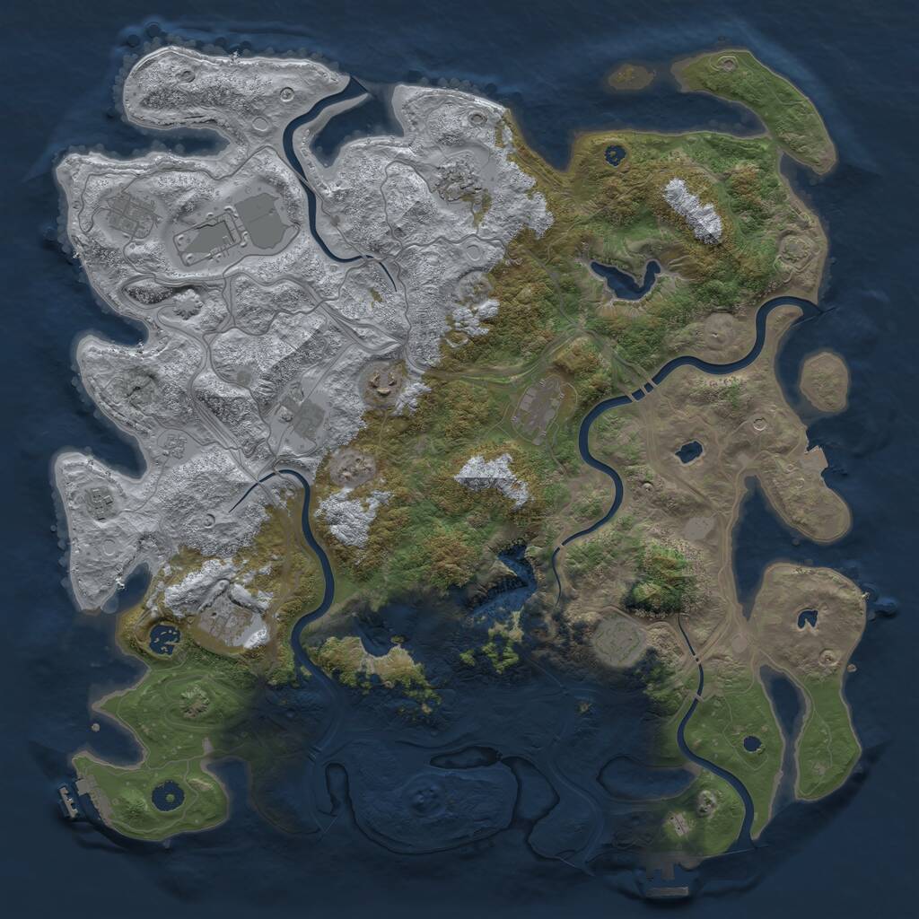 Rust Map: Procedural Map, Size: 4500, Seed: 75963, 16 Monuments
