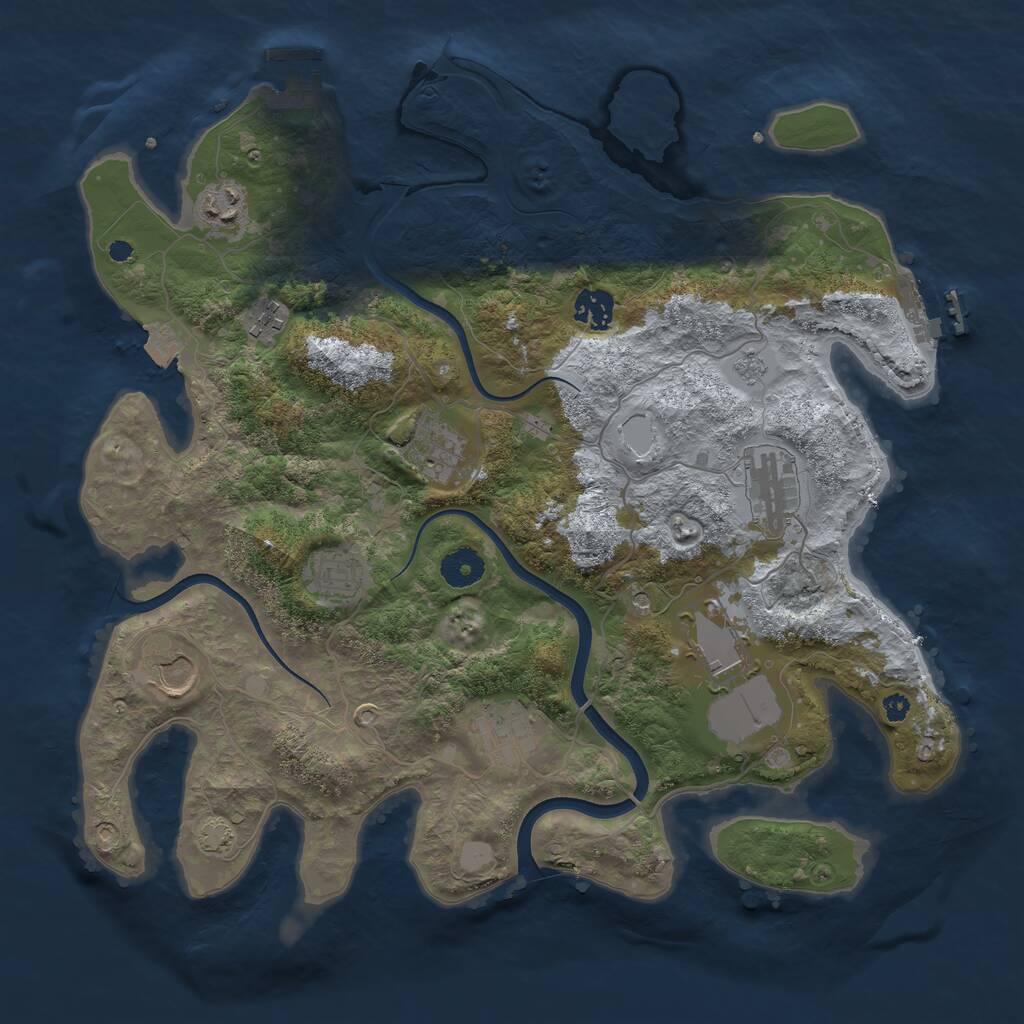 Rust Map: Procedural Map, Size: 3750, Seed: 761360642, 15 Monuments