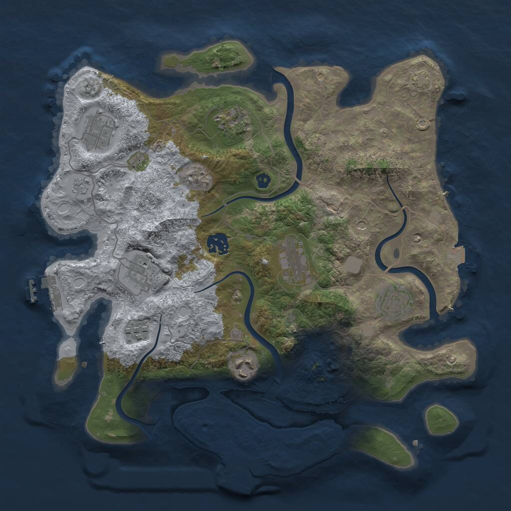Rust Map: Procedural Map, Size: 3450, Seed: 1072571, 14 Monuments