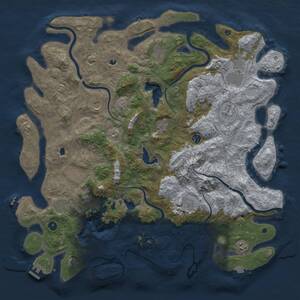 Thumbnail Rust Map: Procedural Map, Size: 5000, Seed: 927763381, 17 Monuments