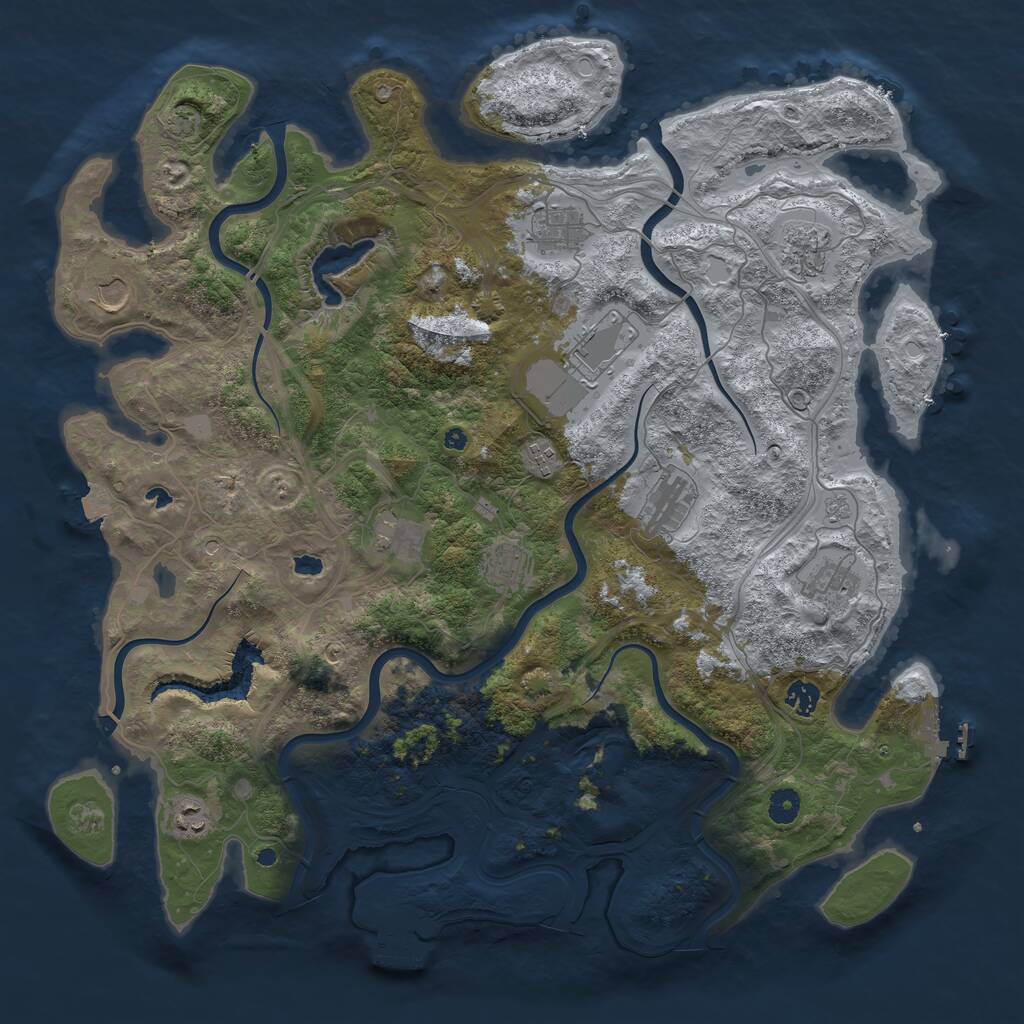 Rust Map: Procedural Map, Size: 4500, Seed: 271506157, 17 Monuments