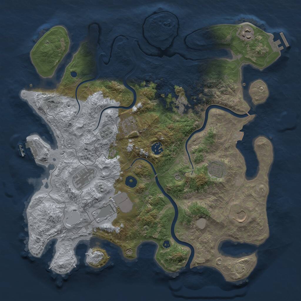 Rust Map: Procedural Map, Size: 3900, Seed: 1278492160, 15 Monuments