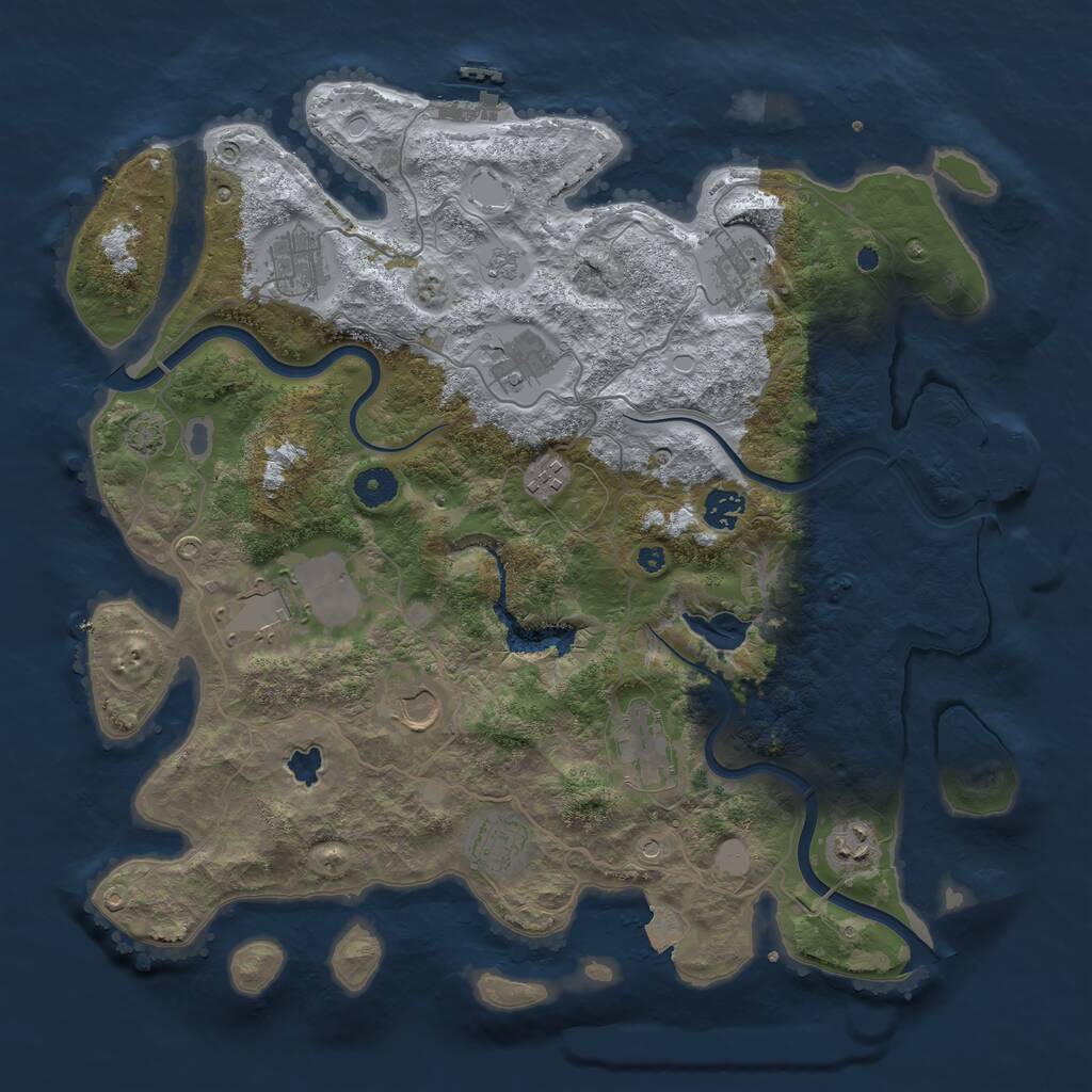 Rust Map: Procedural Map, Size: 4000, Seed: 521730857, 16 Monuments