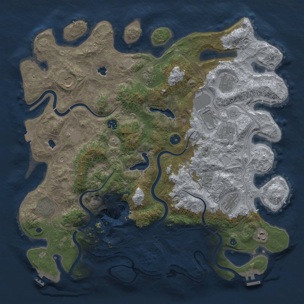 Rust Map: Procedural Map, Size: 4500, Seed: 2543664, 17 Monuments