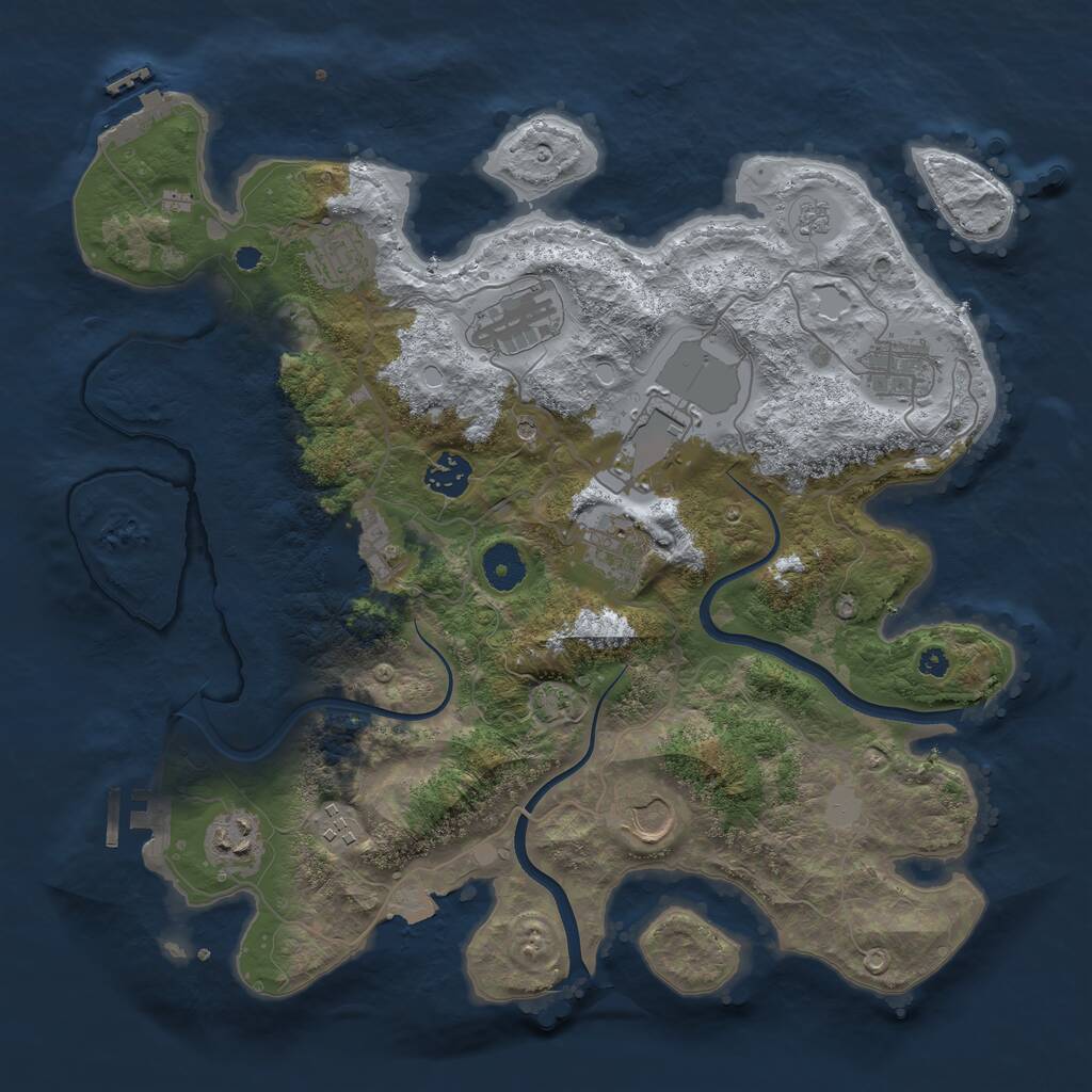 Rust Map: Procedural Map, Size: 3700, Seed: 598266, 16 Monuments