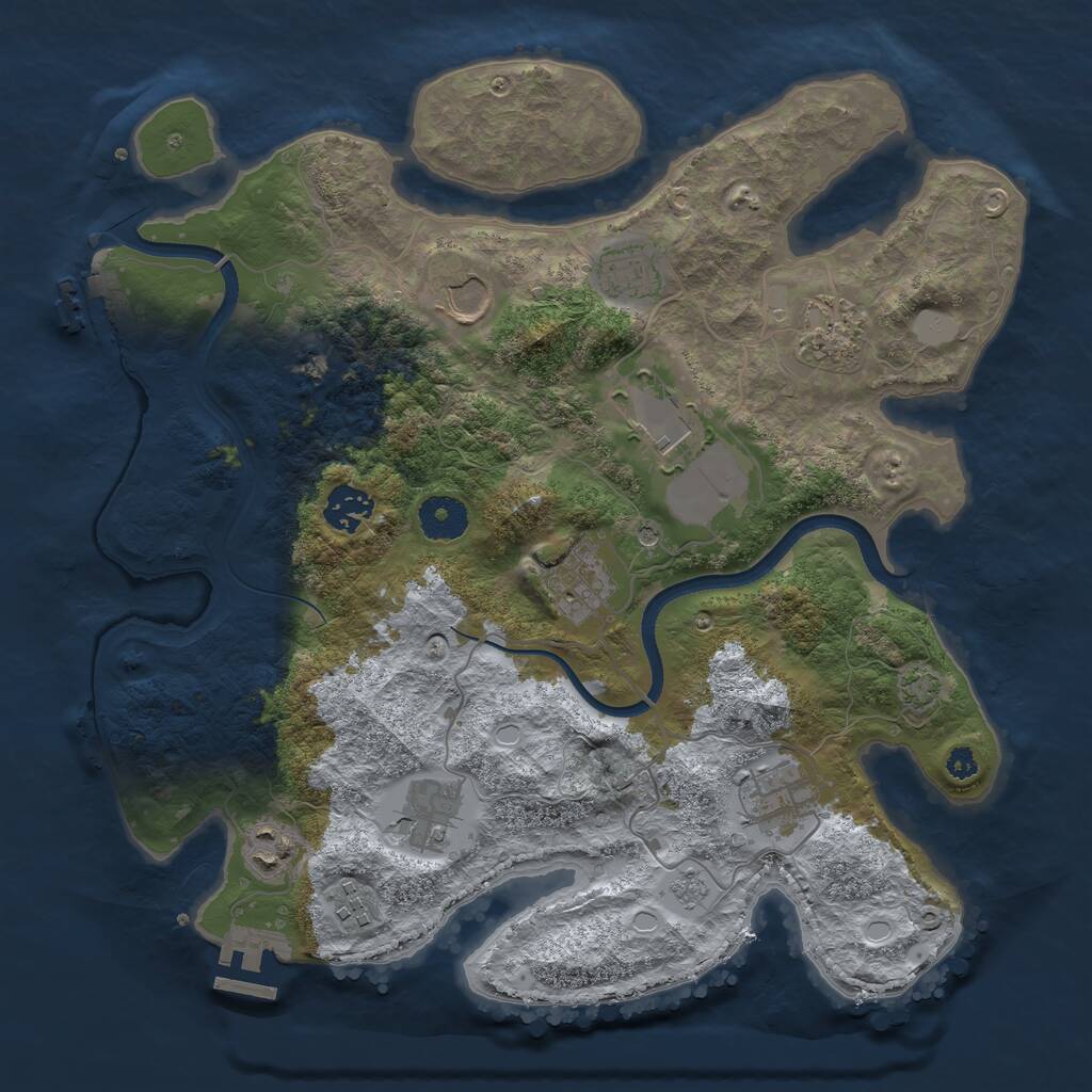 Rust Map: Procedural Map, Size: 3500, Seed: 454926, 16 Monuments
