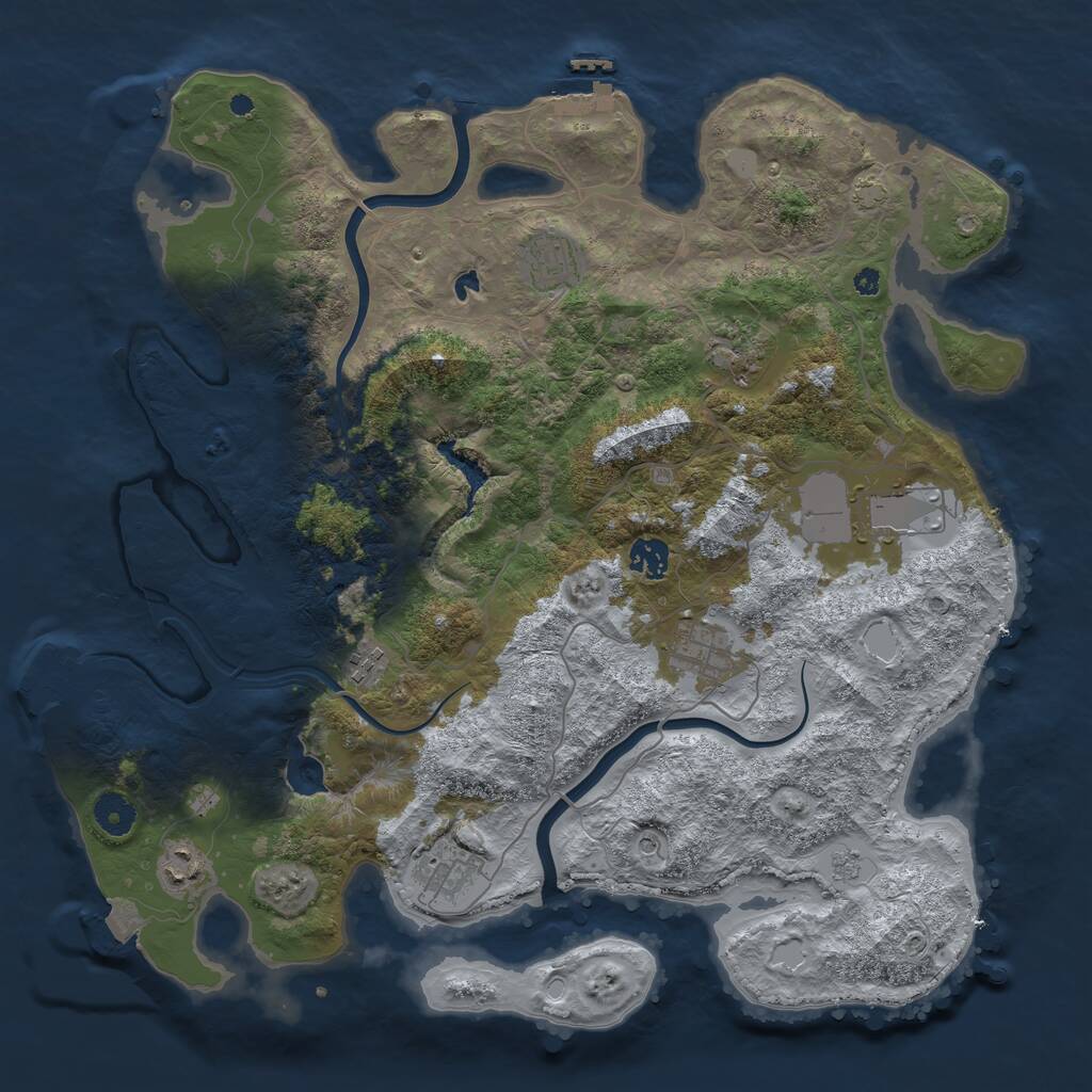 Rust Map: Procedural Map, Size: 4000, Seed: 56426947, 14 Monuments