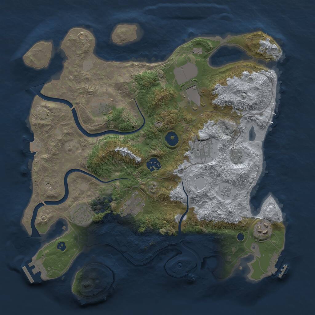 Rust Map: Procedural Map, Size: 3500, Seed: 722839366, 14 Monuments