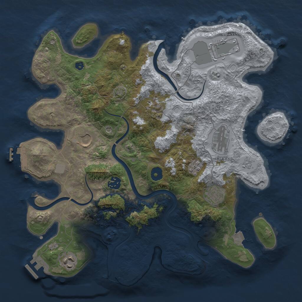 Rust Map: Procedural Map, Size: 3500, Seed: 1438238045, 14 Monuments