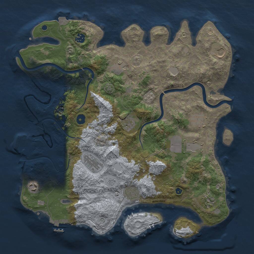 Rust Map: Procedural Map, Size: 3950, Seed: 78617704, 17 Monuments