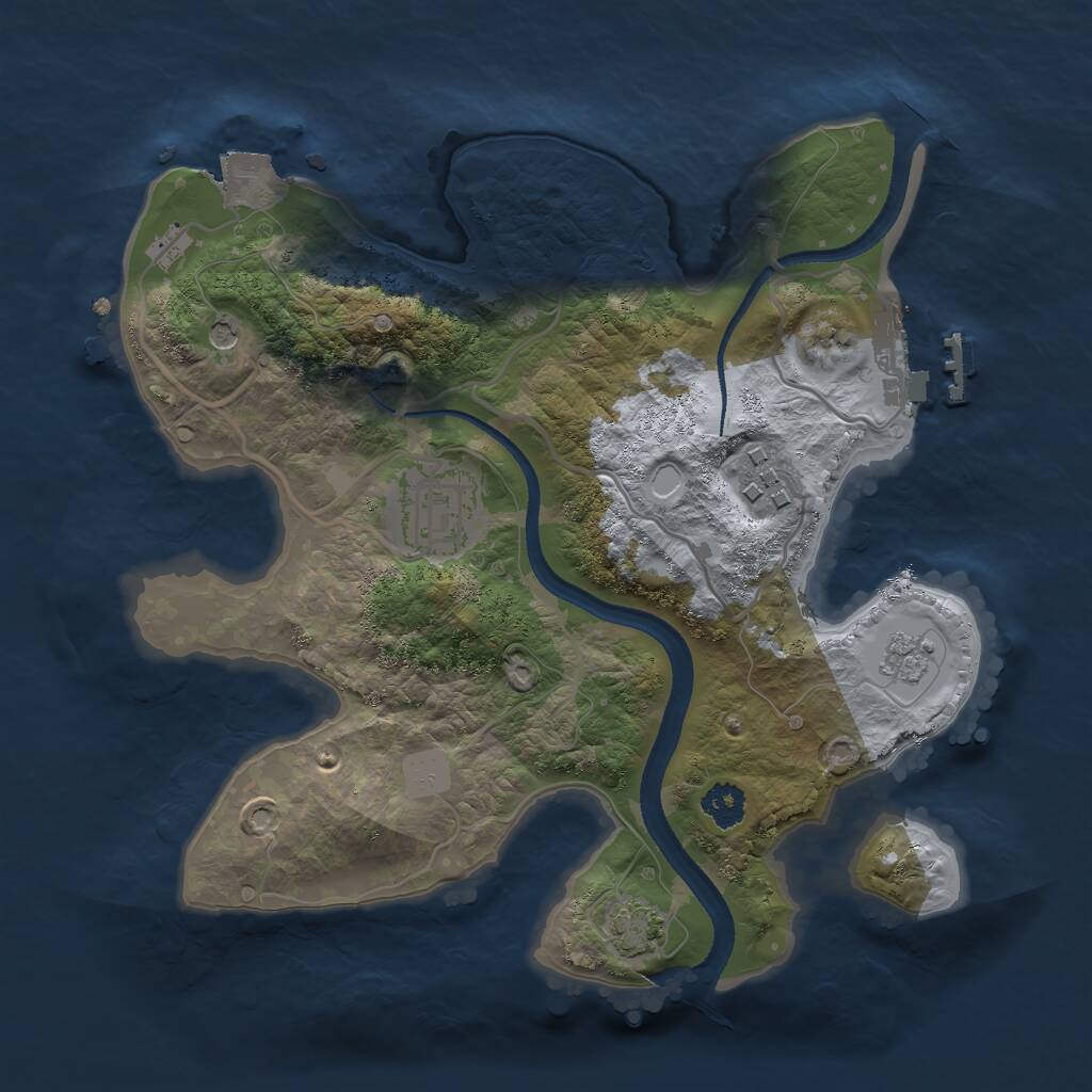 Rust Map: Procedural Map, Size: 2500, Seed: 1032712302, 7 Monuments
