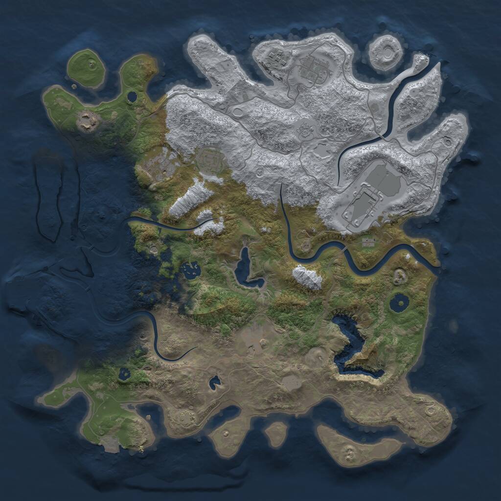 Rust Map: Procedural Map, Size: 4000, Seed: 83415196, 13 Monuments