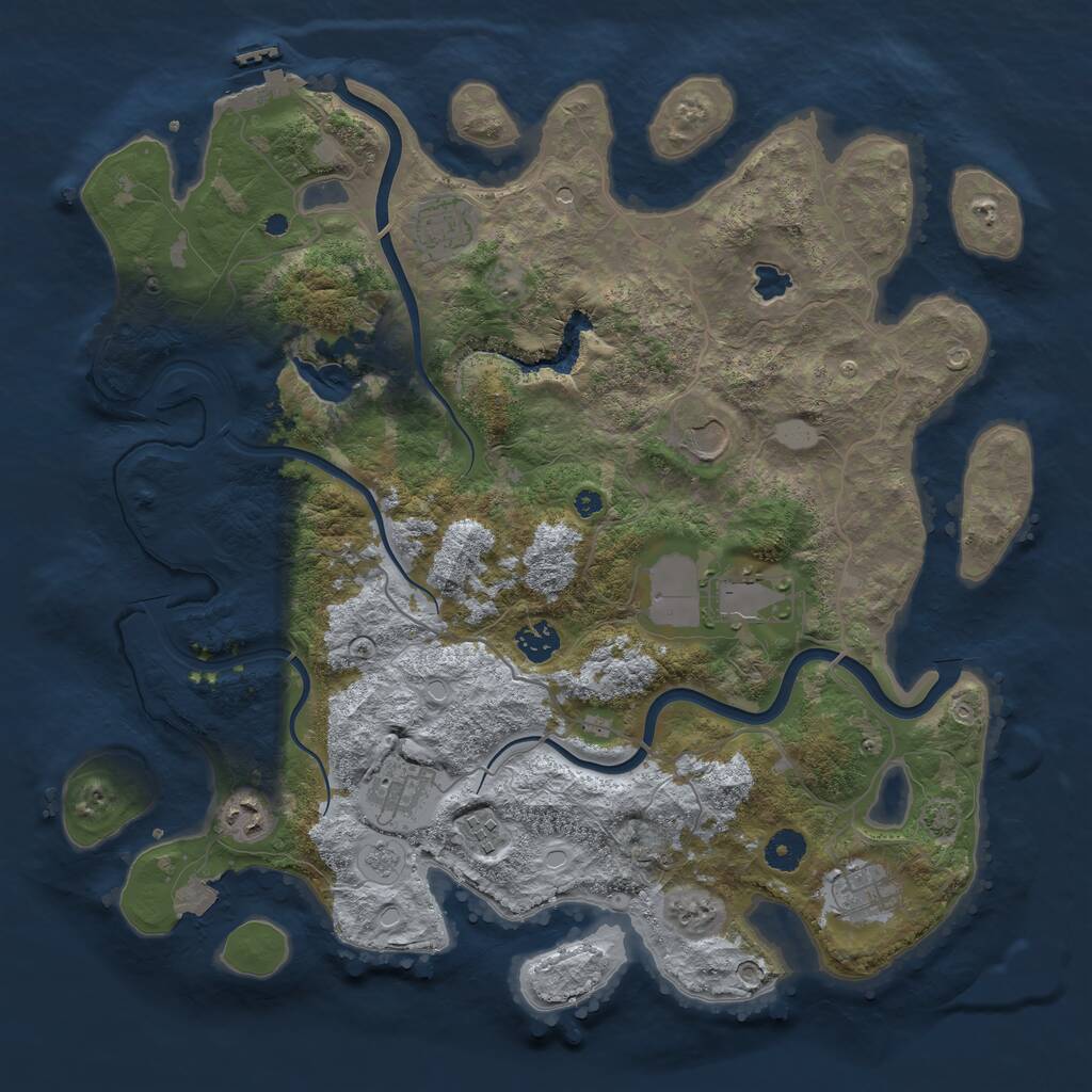 Rust Map: Procedural Map, Size: 4000, Seed: 43593586, 13 Monuments
