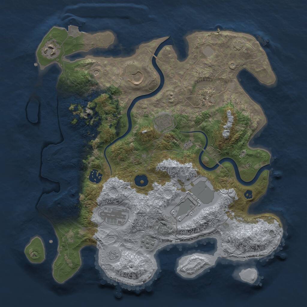 Rust Map: Procedural Map, Size: 3500, Seed: 1155473713, 12 Monuments