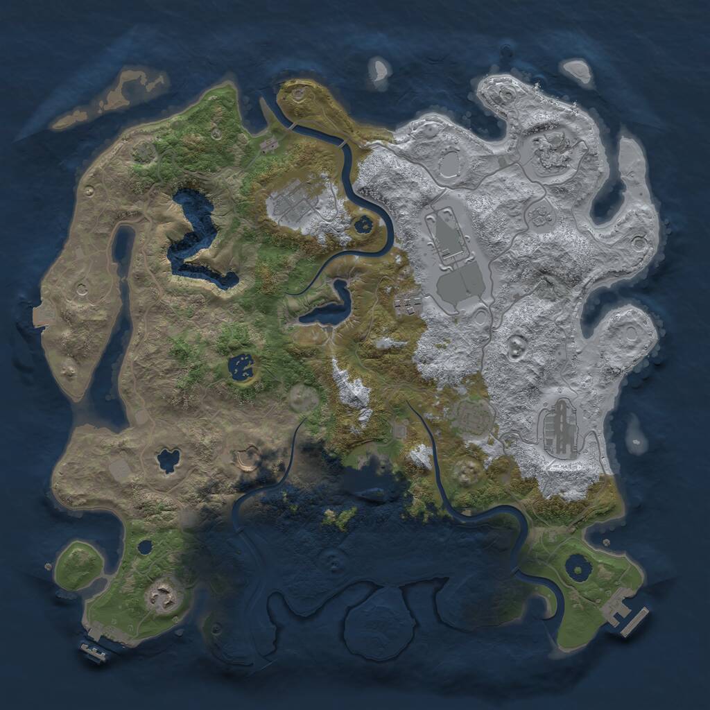 Rust Map: Procedural Map, Size: 4000, Seed: 989171901, 16 Monuments
