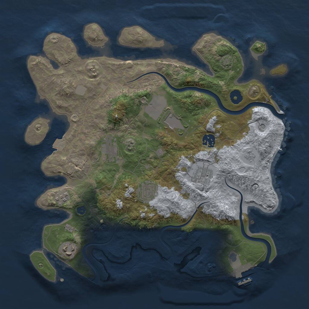 Rust Map: Procedural Map, Size: 3500, Seed: 879456, 12 Monuments