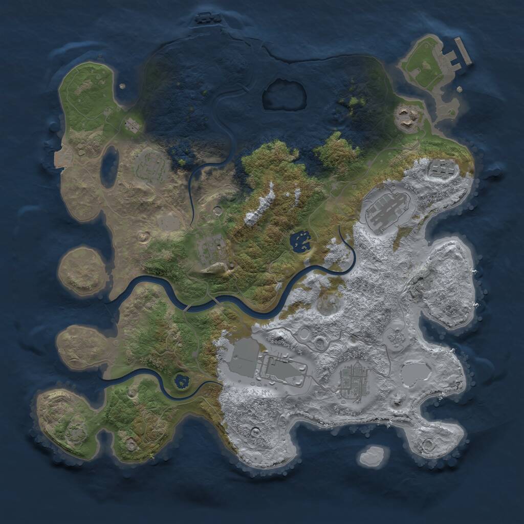 Rust Map: Procedural Map, Size: 3600, Seed: 599799430, 14 Monuments