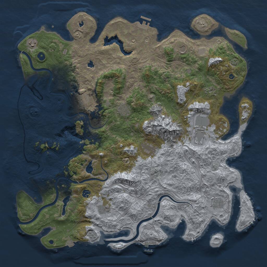Rust Map: Procedural Map, Size: 5000, Seed: 1333921911, 17 Monuments
