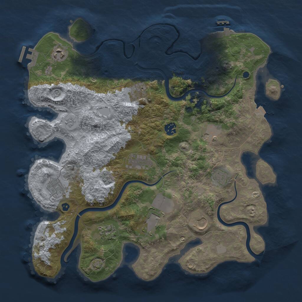 Rust Map: Procedural Map, Size: 3750, Seed: 1887896815, 17 Monuments