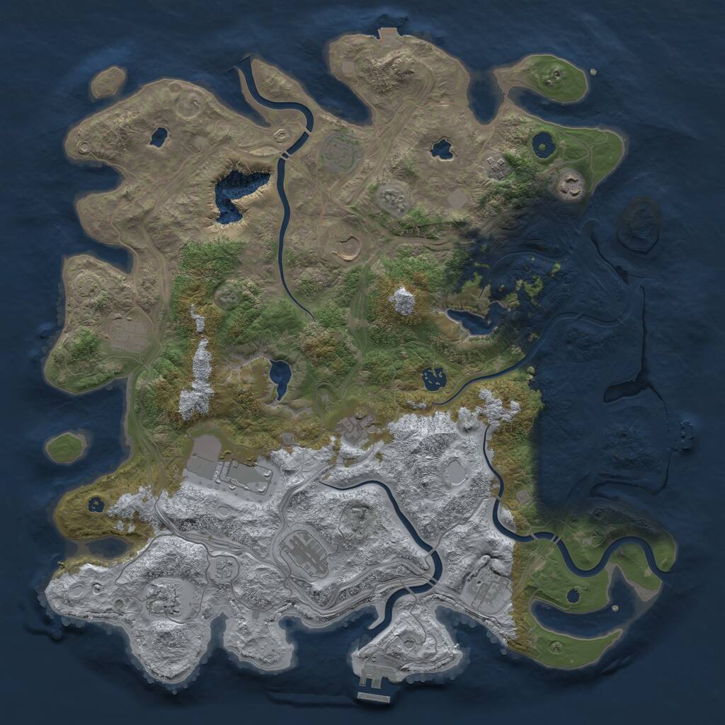 Rust Map: Procedural Map, Size: 4500, Seed: 639934838, 17 Monuments