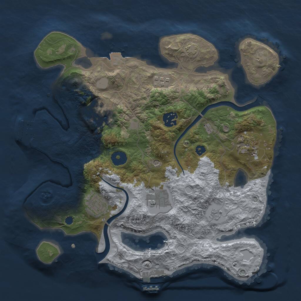 Rust Map: Procedural Map, Size: 3000, Seed: 23030, 12 Monuments
