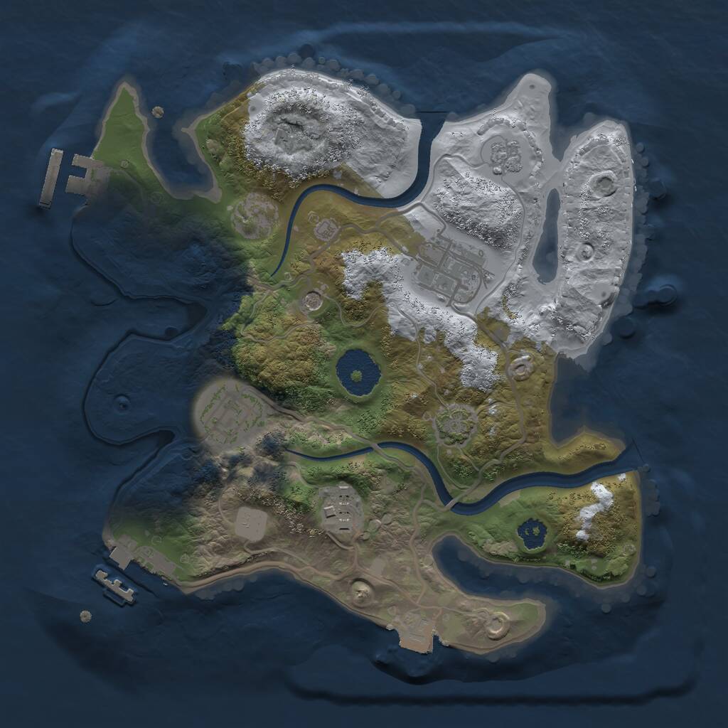 Rust Map: Procedural Map, Size: 2500, Seed: 1419975061, 9 Monuments