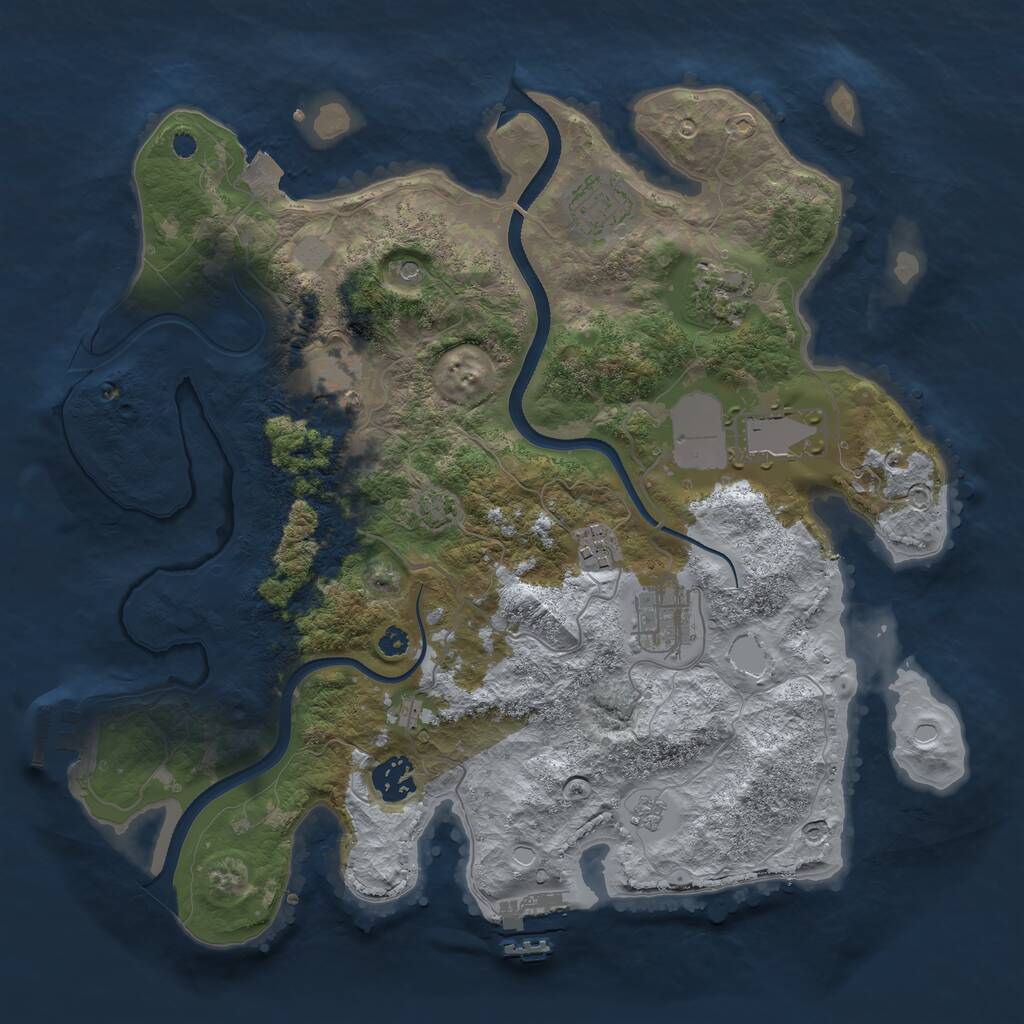 Rust Map: Procedural Map, Size: 3500, Seed: 310687792, 13 Monuments