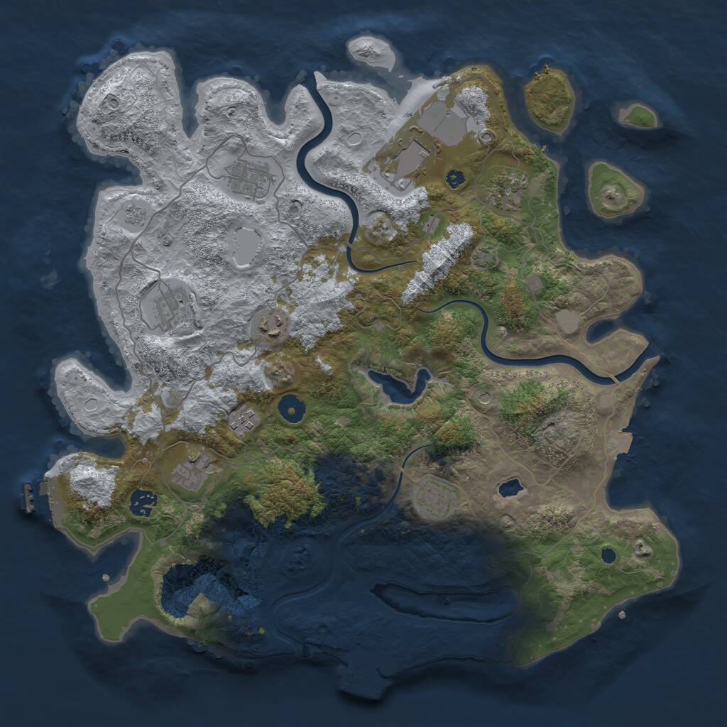 Rust Map: Procedural Map, Size: 4000, Seed: 1246895203, 15 Monuments