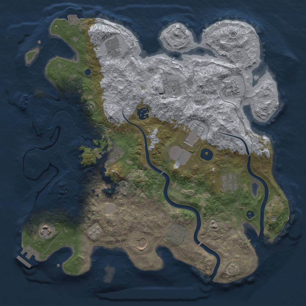 Rust Map: Procedural Map, Size: 3750, Seed: 28372, 17 Monuments