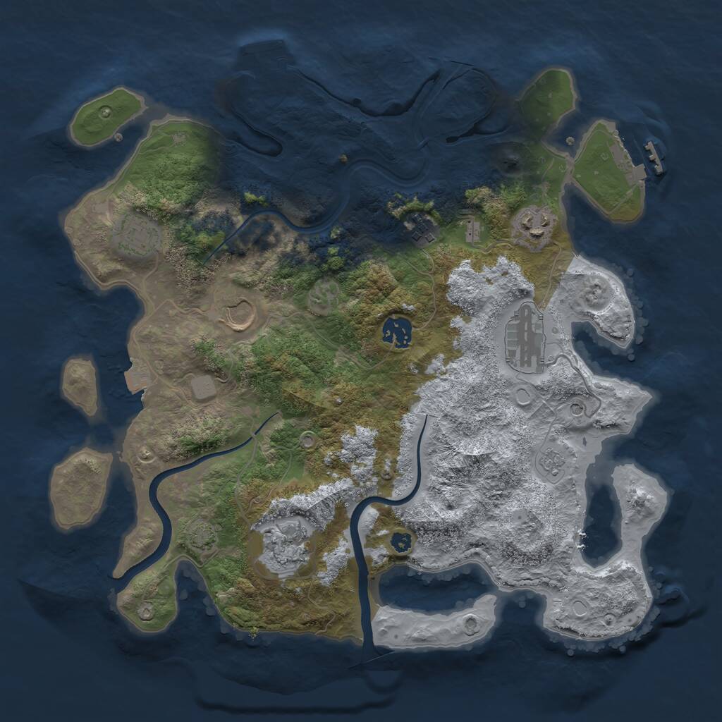 Rust Map: Procedural Map, Size: 3500, Seed: 1760527550, 13 Monuments