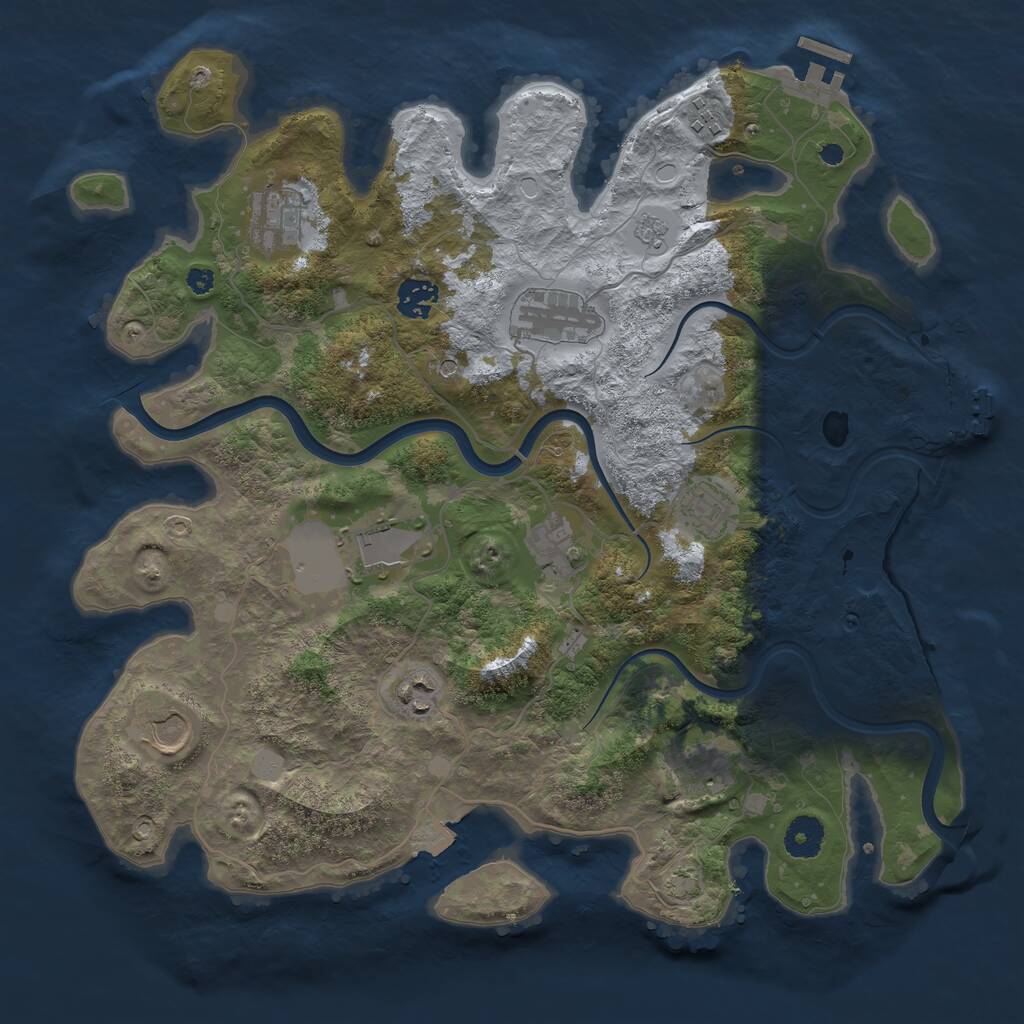 Rust Map: Procedural Map, Size: 3750, Seed: 1827261071, 16 Monuments