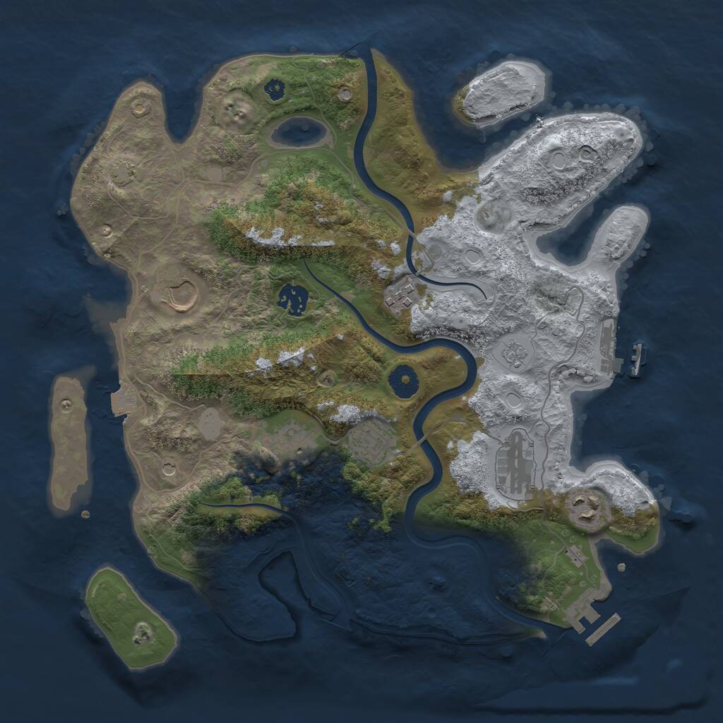 Rust Map: Procedural Map, Size: 3500, Seed: 879012, 13 Monuments