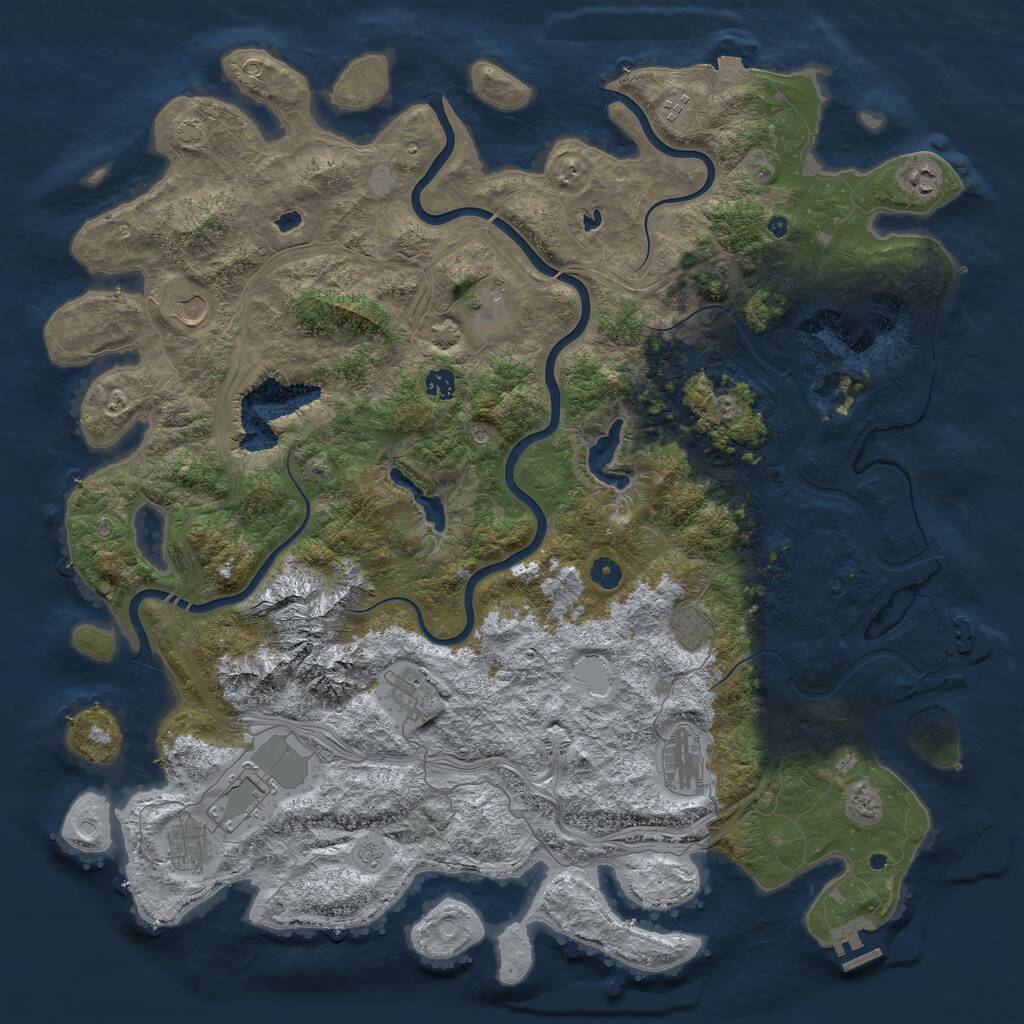 Rust Map: Procedural Map, Size: 5000, Seed: 2032236641, 16 Monuments