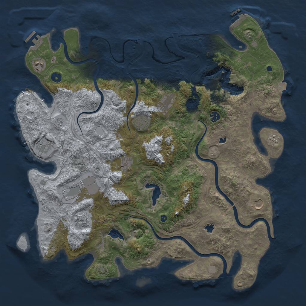 Rust Map: Procedural Map, Size: 4500, Seed: 1969291680, 16 Monuments